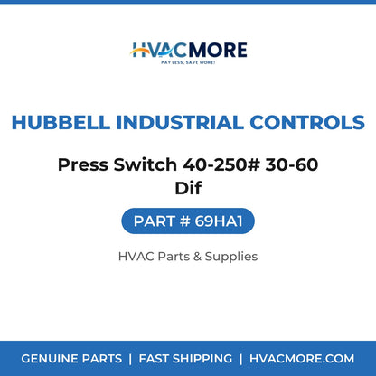 Hubbell Industrial Controls Press Switch 40-250# 30-60 Dif 69HA1