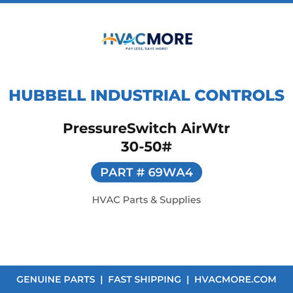 Hubbell Industrial Controls PressureSwitch AirWtr 30-50# 69WA4