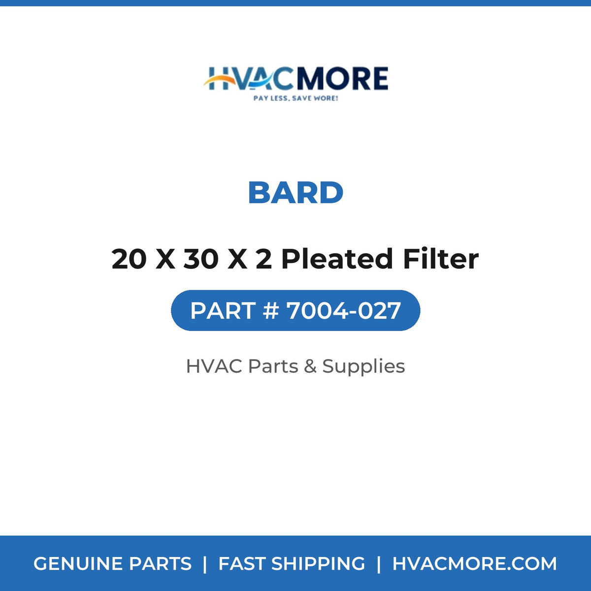 Bard 20 X 30 X 2 Pleated Filter 7004-027