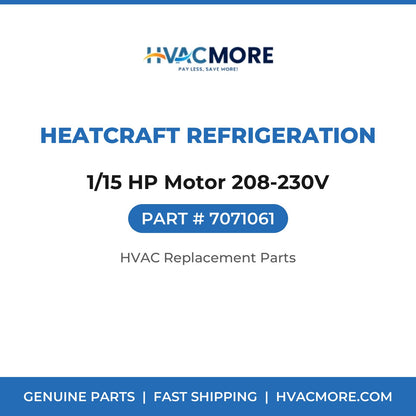 Heatcraft Refrigeration 1/15 HP Motor 208-230V 7071061