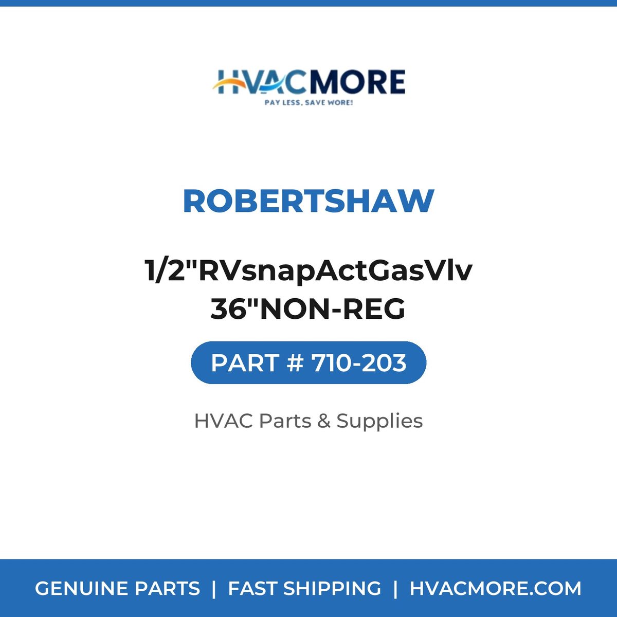 Robertshaw 1/2"RVsnapActGasVlv 36"NON-REG 710-203
