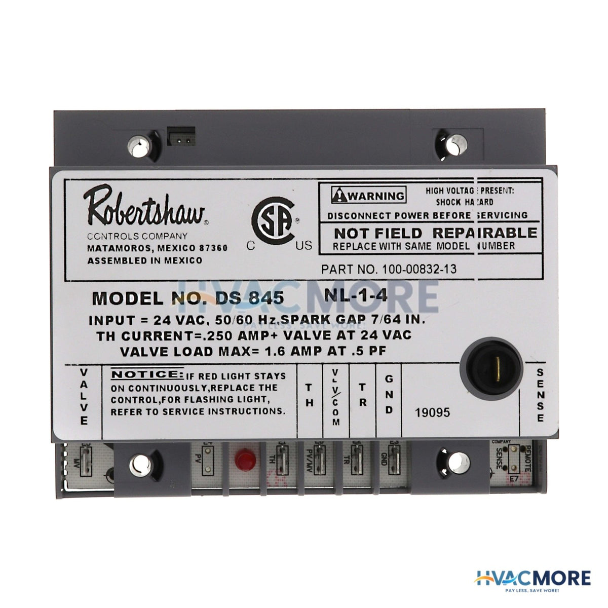 Robertshaw Direct Spark Ignition Control, NO prepurge 780-502