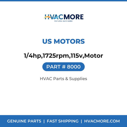 US Motors 1/4hp,1725rpm,115v,Motor 8000