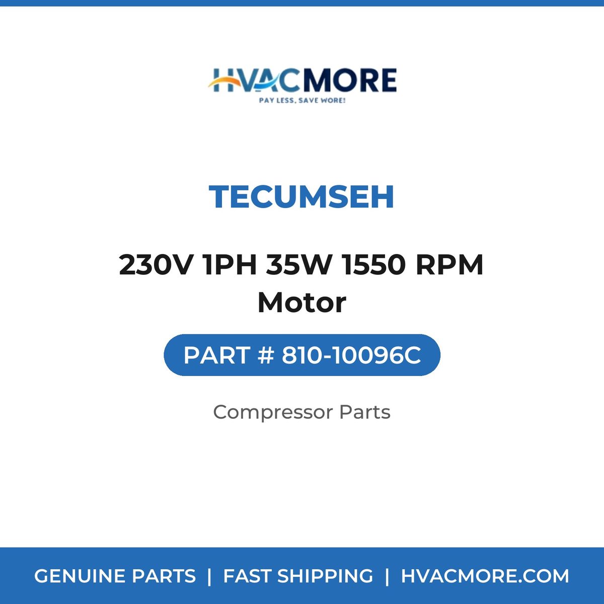 Tecumseh 230V 1PH 35W 1550 RPM Motor 810-10096C
