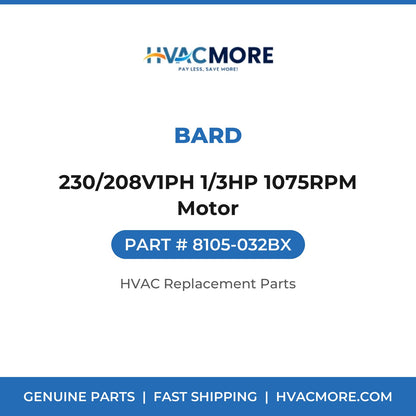Bard 230/208V1PH 1/3HP 1075RPM Motor 8105-032BX