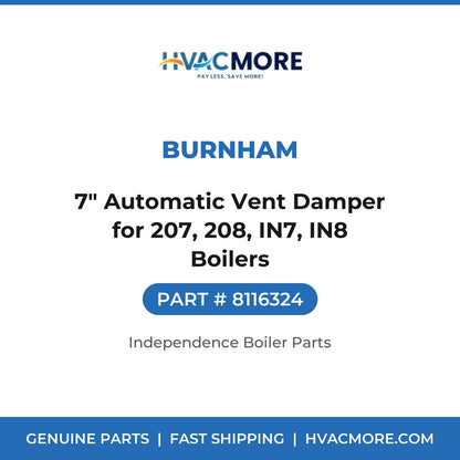 Burnham 7" Automatic Vent Damper for 207, 208, IN7, IN8 Boilers 8116324