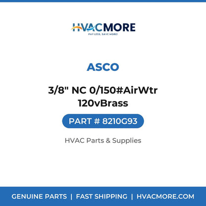 ASCO 3/8" NC 0/150#AirWtr 120vBrass 8210G93