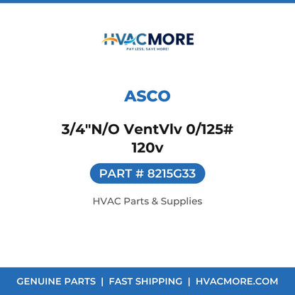 ASCO 3/4"N/O VentVlv 0/125# 120v 8215G33
