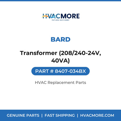 Bard Transformer (208/240-24V, 40VA) 8407-034BX
