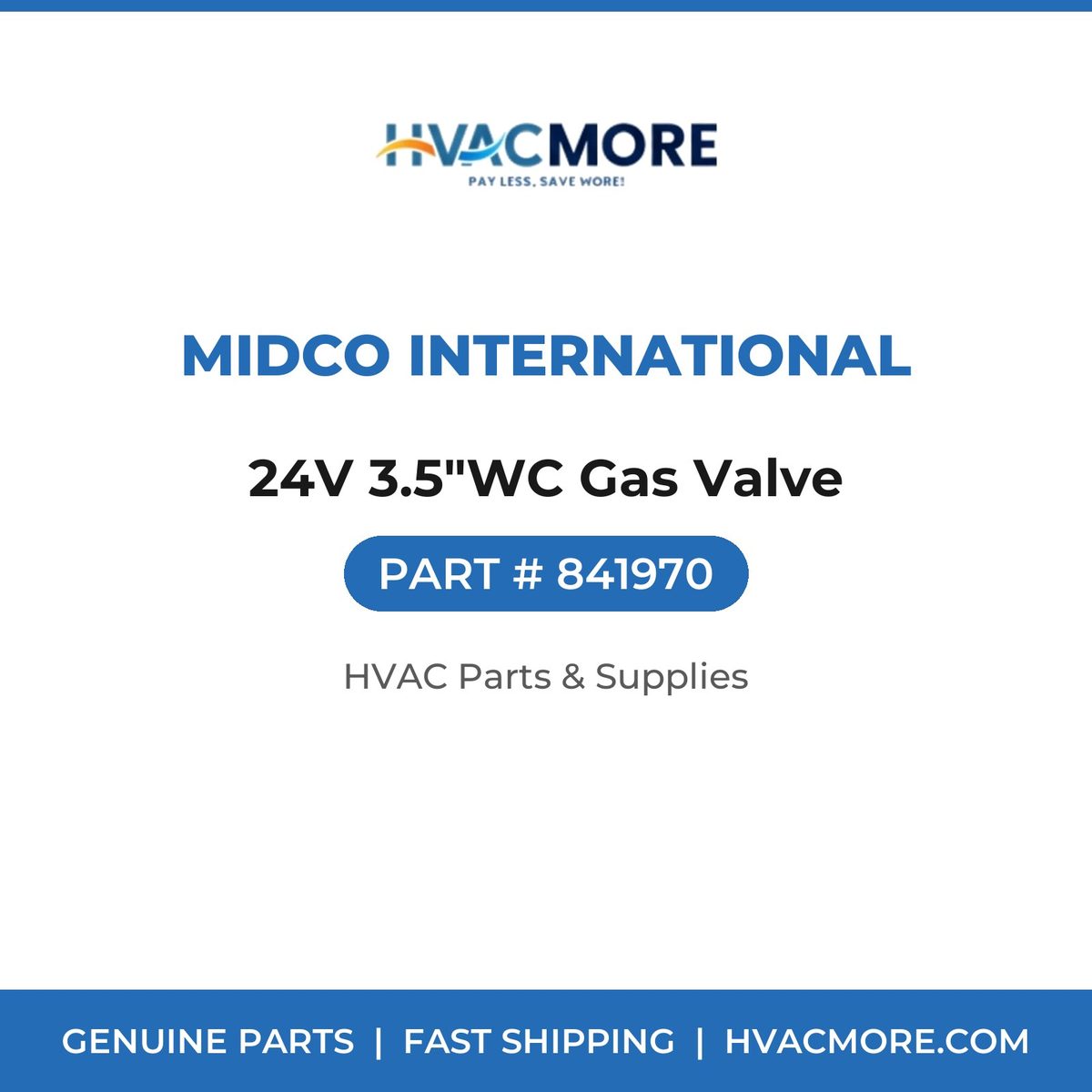 Midco International 24V 3.5"WC Gas Valve 841970