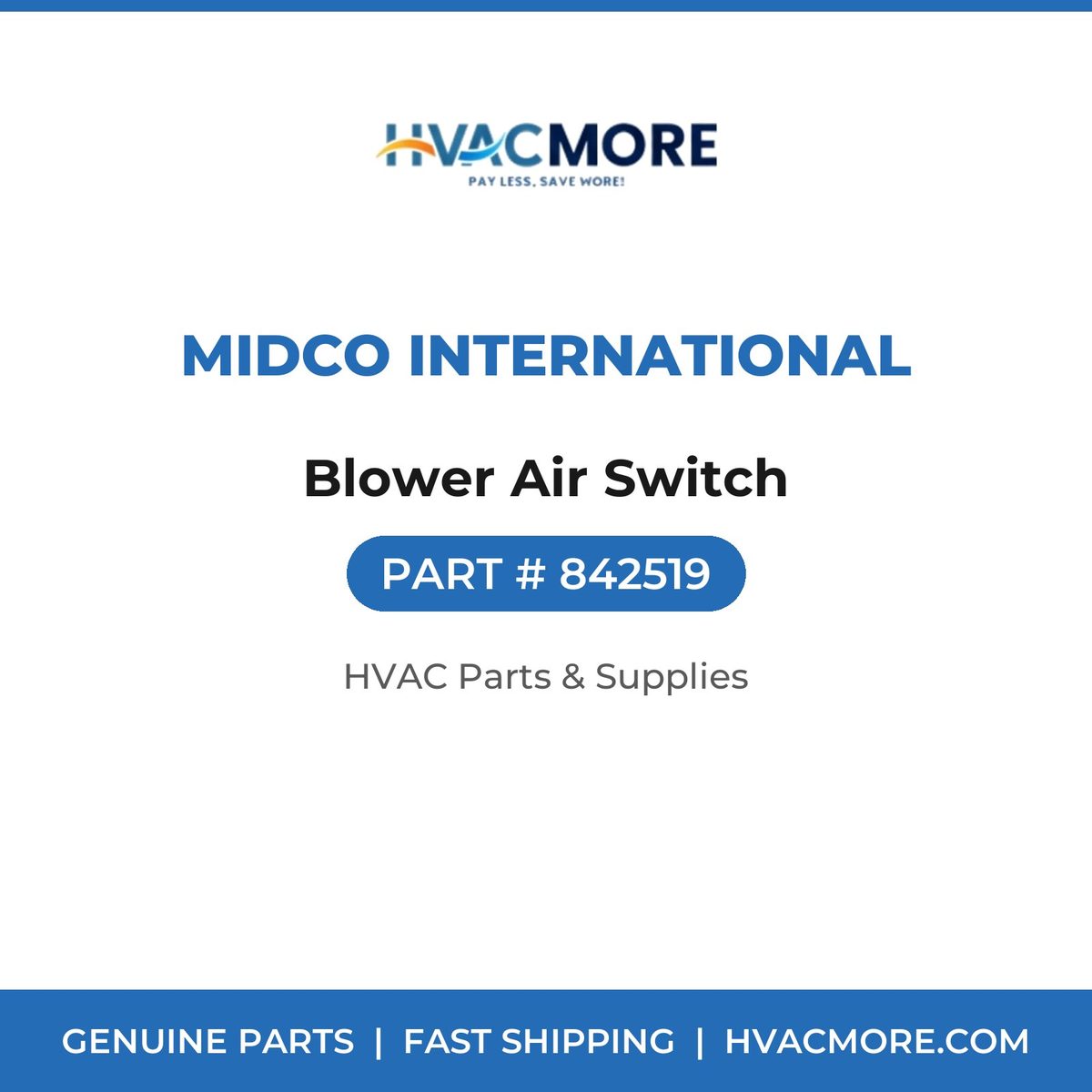 Midco International Blower Air Switch 842519