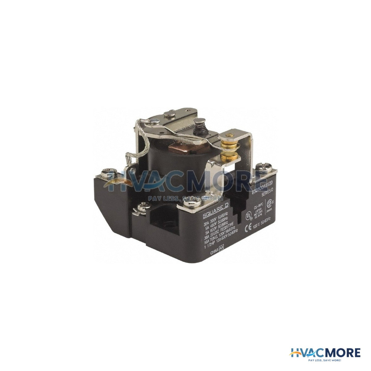 Square D 1-1/2 HP, 10 VA Power Rating, General Purpose Relay 40 at 277 VAC & 5 at 600 V, SPDT, 120 VAC 8501CO15V20