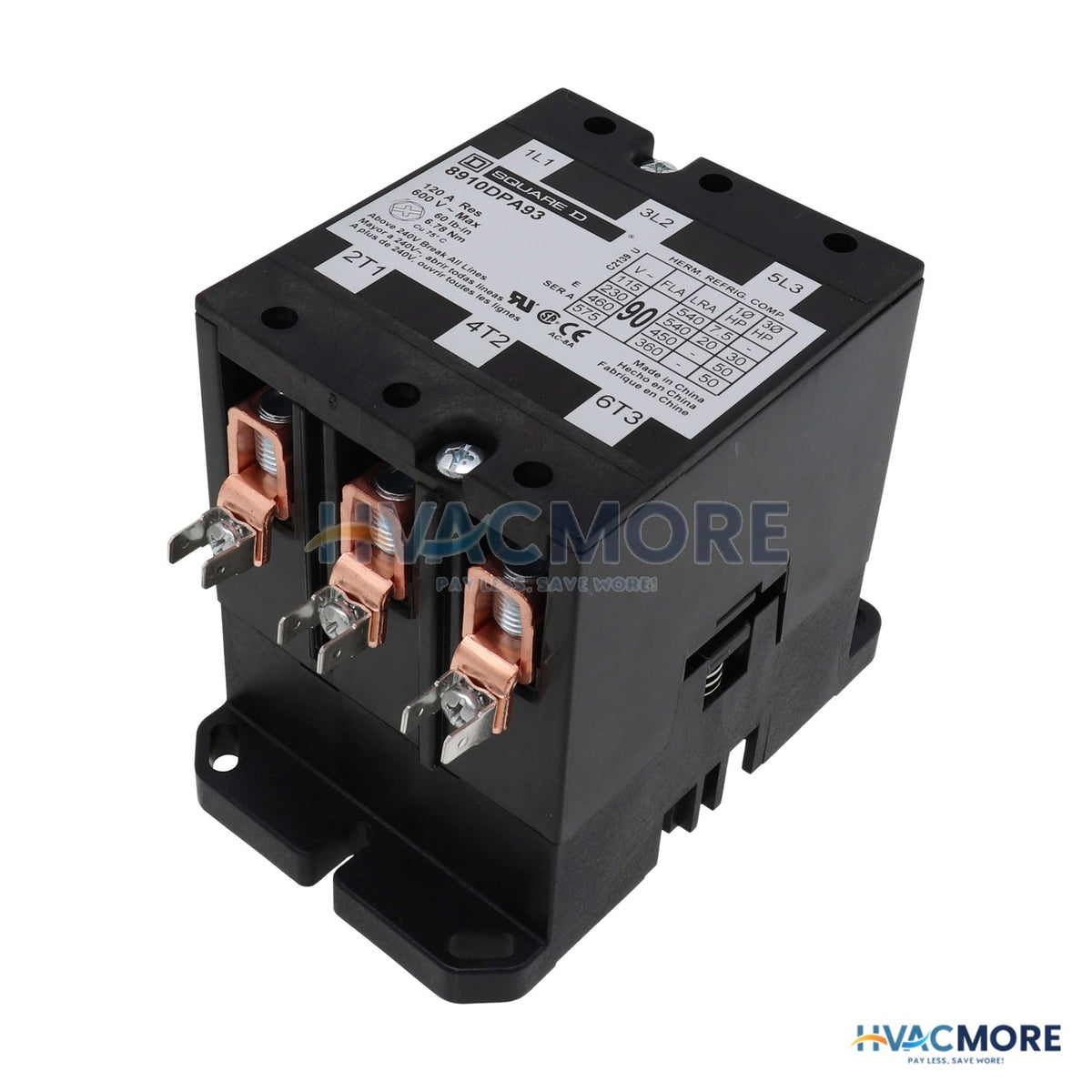 Square D Definite Purpose Contactor, 3P, 90A (24V) 8910DPA93V14