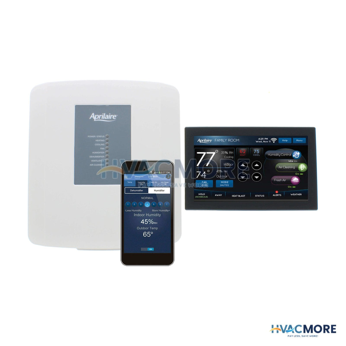 Aprilaire Programmable 3H/3C or 4H/2C Heat Pump Tstat (Color Touchscreen, Wi-Fi) 8920W