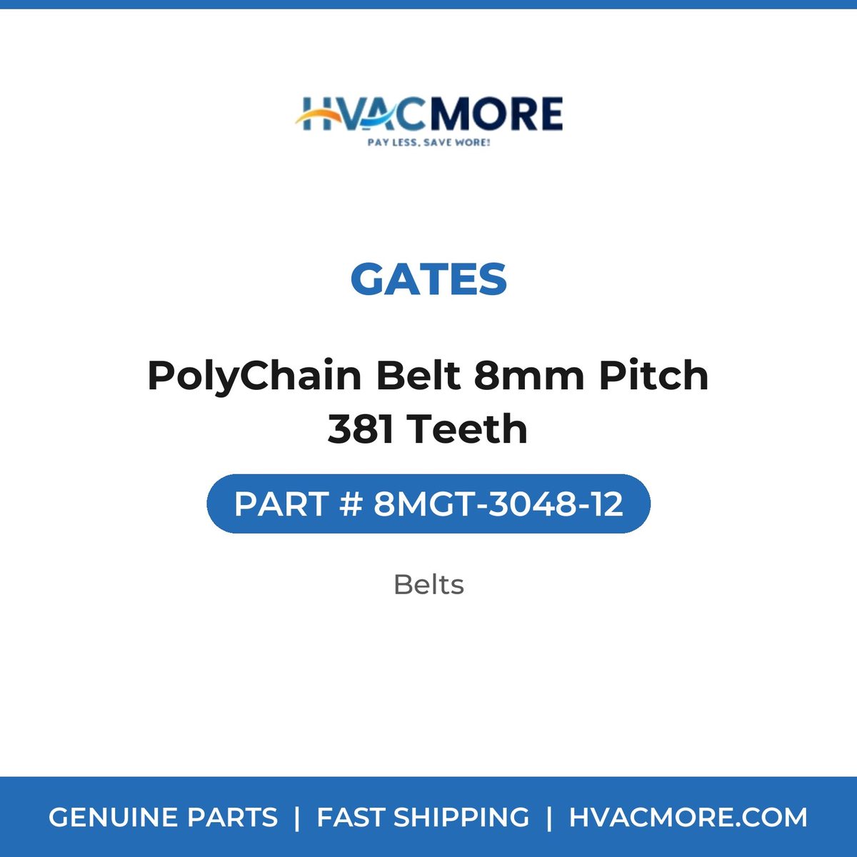 Gates PolyChain Belt 8mm Pitch 381 Teeth 8MGT-3048-12
