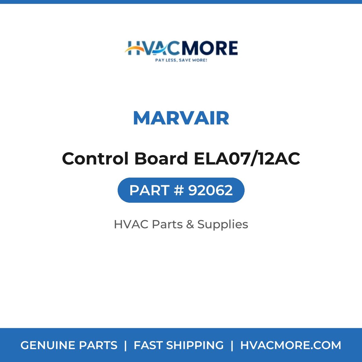 Marvair Control Board ELA07/12AC 92062