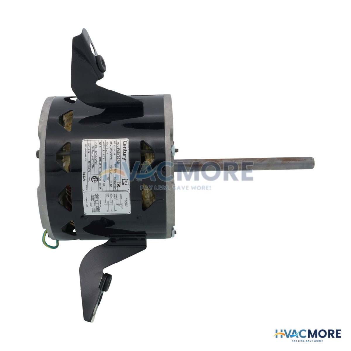 Century 5-5/8" 4-SPEED Fleximount Fan/Blower Motor (277V, 1075 RPM, 1/3 HP) 9433A