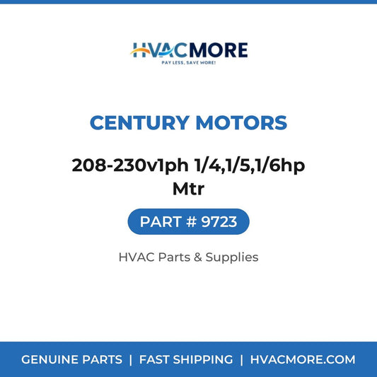 Century Motors 208-230v1ph 1/4,1/5,1/6hp Mtr 9723