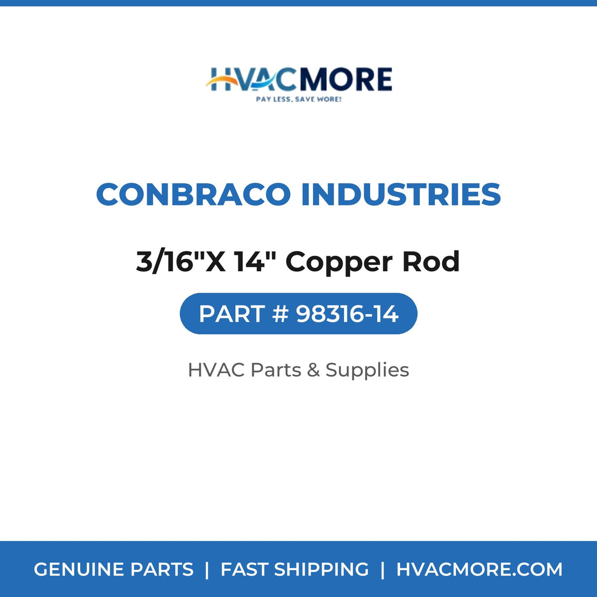 Conbraco Industries 3/16"X 14" Copper Rod 98316-14