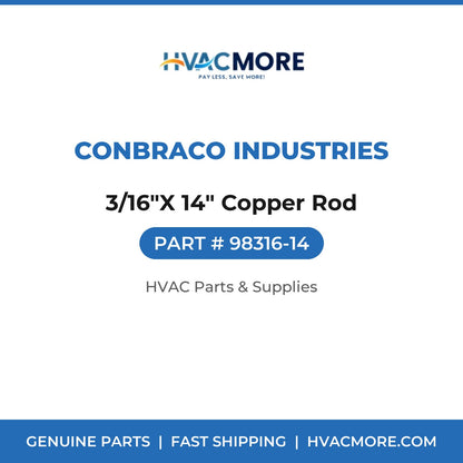 Conbraco Industries 3/16"X 14" Copper Rod 98316-14