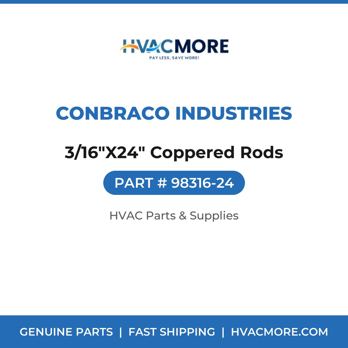 Conbraco Industries 3/16"X24" Coppered Rods 98316-24