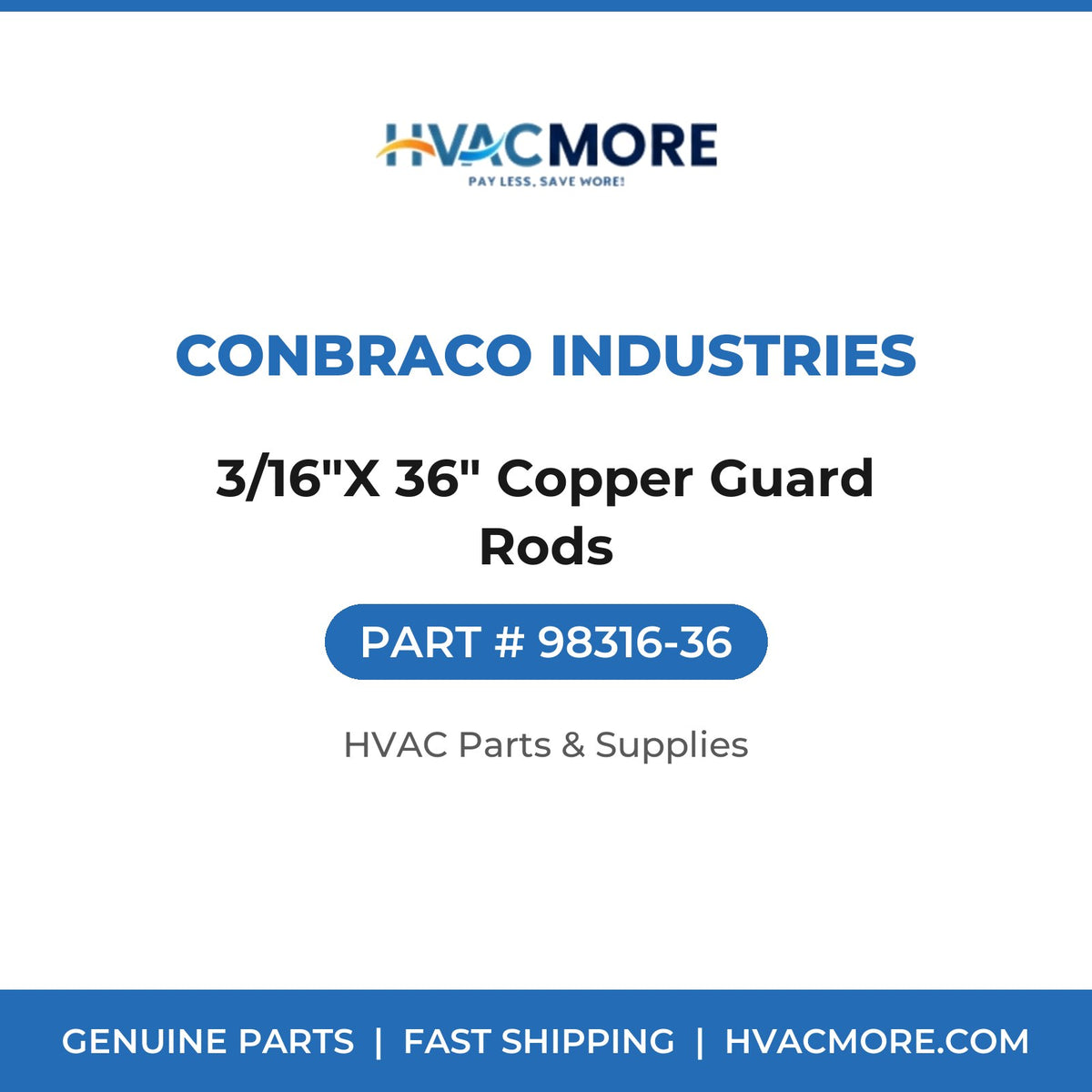 Conbraco Industries 3/16"X 36" Copper Guard Rods 98316-36