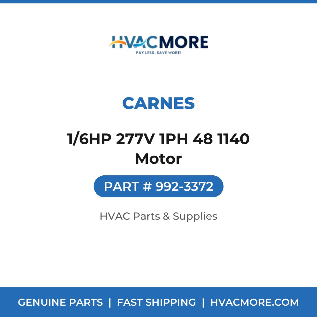 Carnes 1/6HP 277V 1PH 48 1140 Motor 992-3372