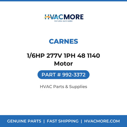 Carnes 1/6HP 277V 1PH 48 1140 Motor 992-3372