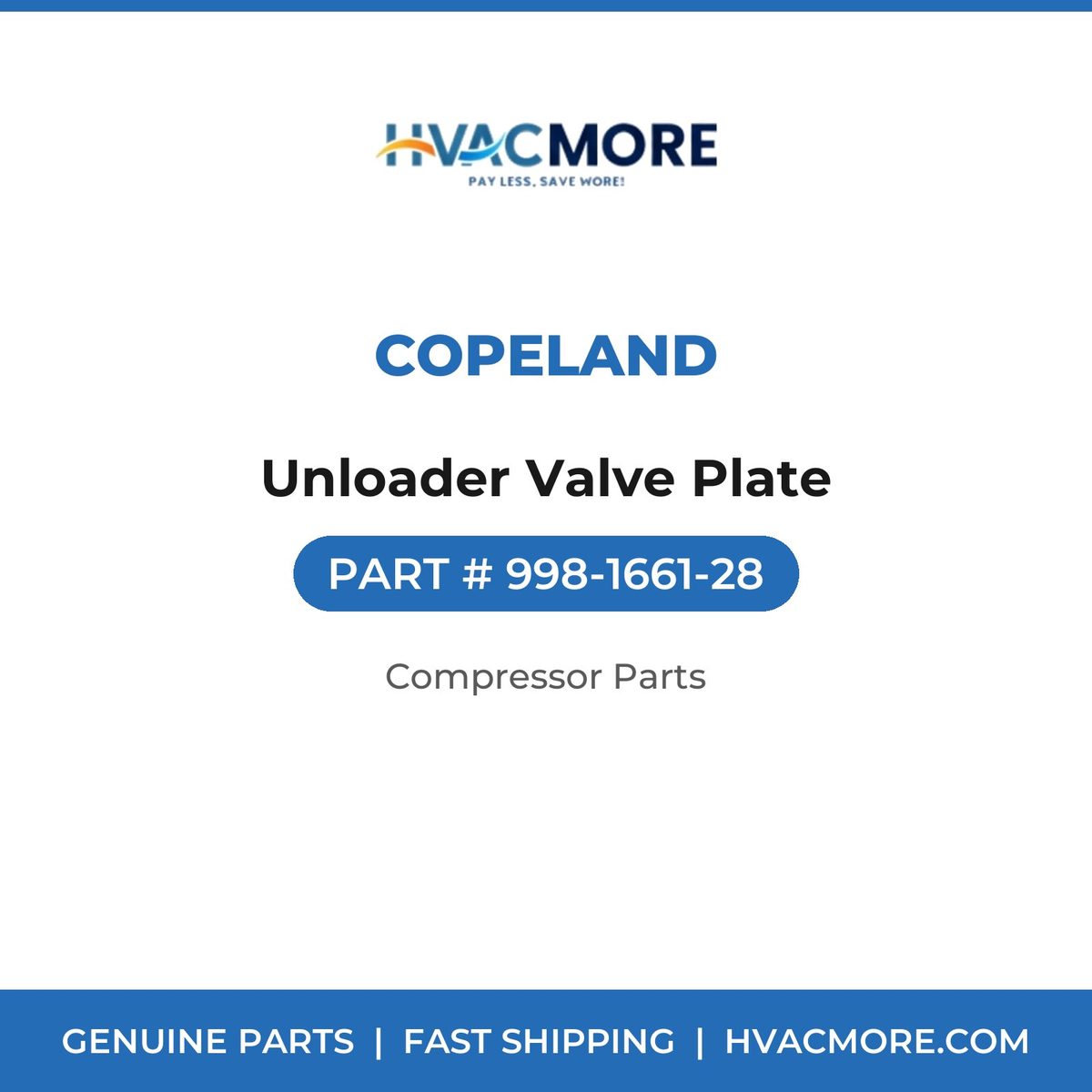 Copeland Unloader Valve Plate 998-1661-28