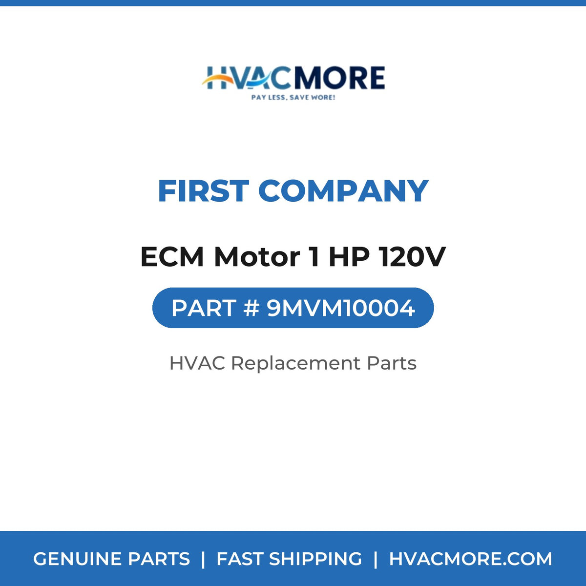 First Company ECM Motor 1 HP 120V 9MVM10004
