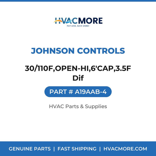 Johnson Controls 30/110F,OPEN-HI,6'CAP,3.5F Dif A19AAB-4