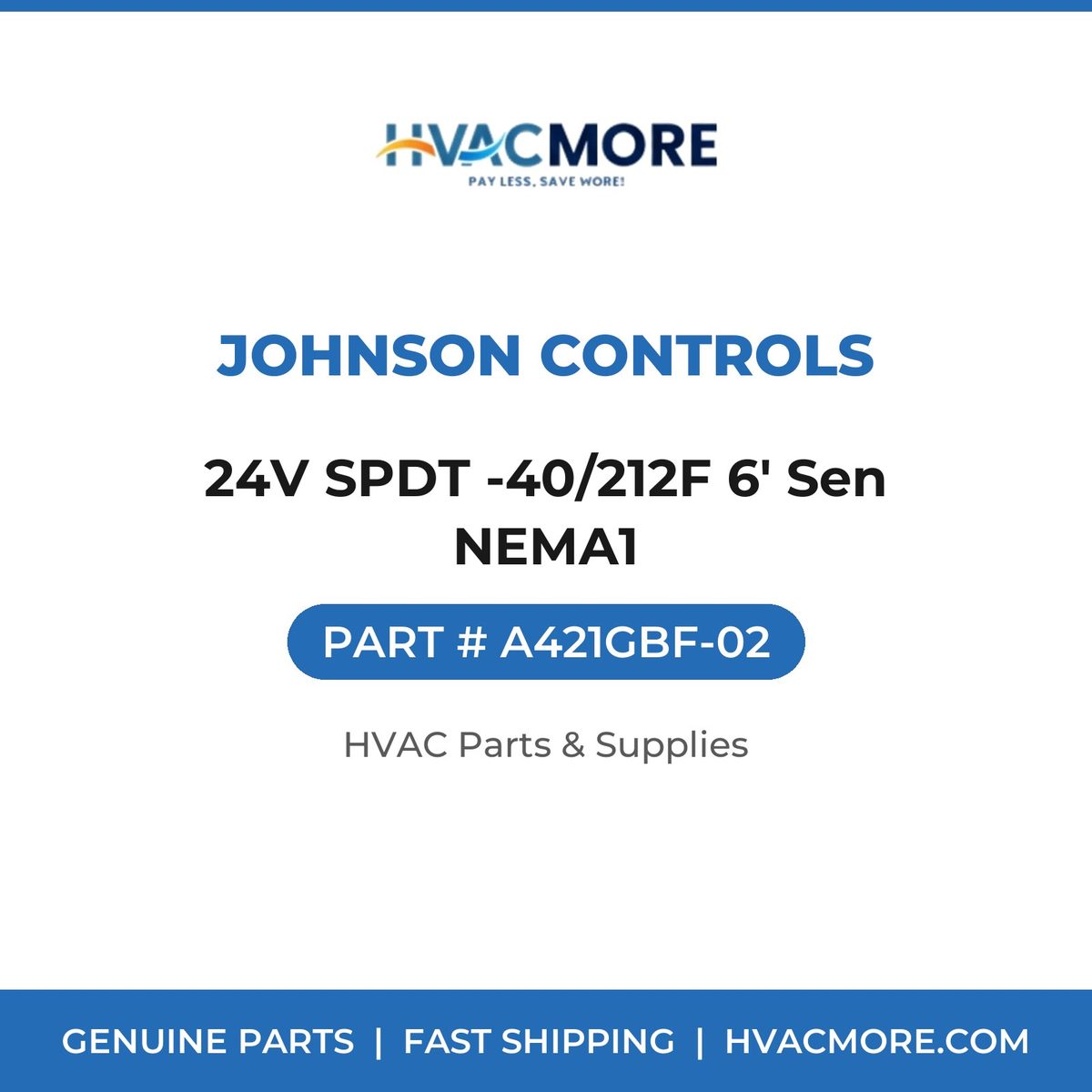 Johnson Controls 24V SPDT -40/212F 6' Sen NEMA1 A421GBF-02