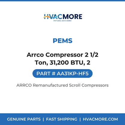 PEMS Arrco Compressor 2 1/2 Ton, 31,200 BTU, 2 AA31KP-HF5
