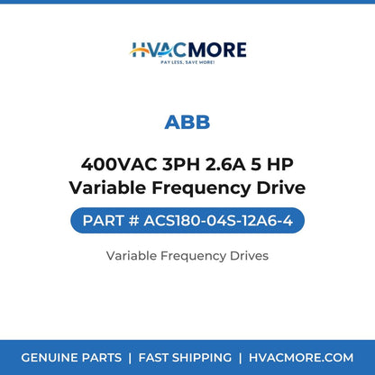 ABB 400VAC 3PH 2.6A 5 HP Variable Frequency Drive ACS180-04S-12A6-4