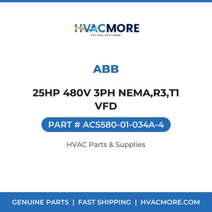 ABB 25HP 480V 3PH NEMA,R3,T1 VFD ACS580-01-034A-4