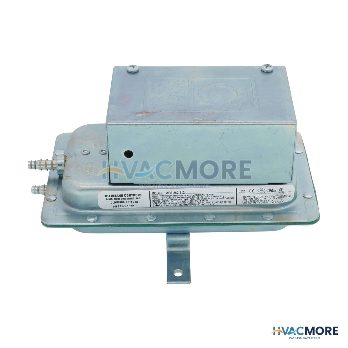 Cleveland Controls SPDT Switch W/ Barb Connection (.05"-2.0" W/C) AFS-262-112