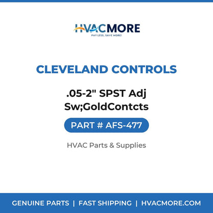 Cleveland Controls .05-2" SPST Adj Sw;GoldContcts AFS-477