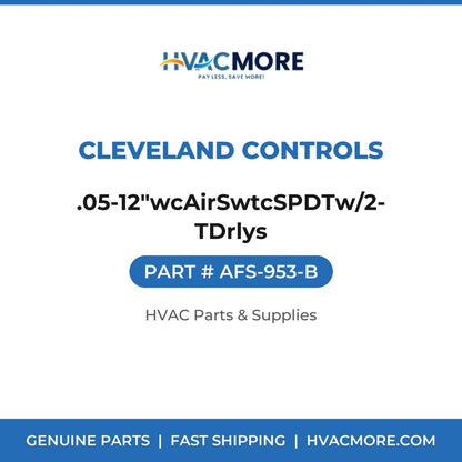 Cleveland Controls .05-12"wcAirSwtcSPDTw/2-TDrlys AFS-953-B