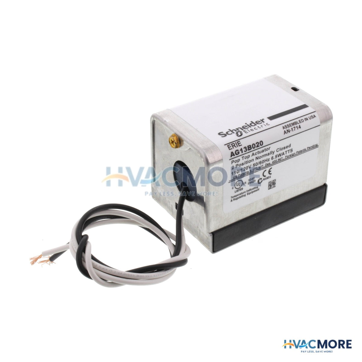 Erie 120V Normally Closed Actuator W/ 18" Leads AG13B020