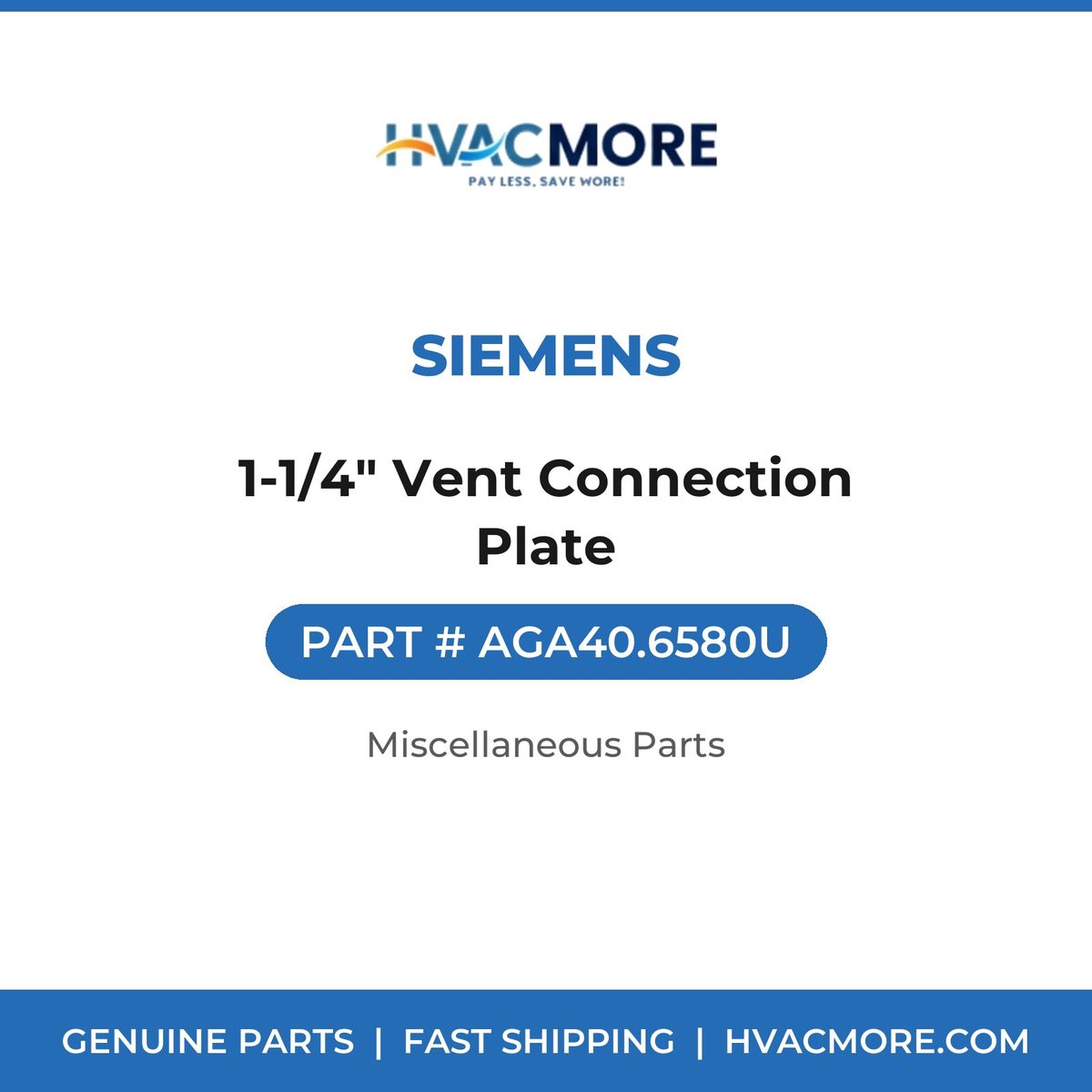 Siemens 1-1/4" Vent Connection Plate AGA40.6580U