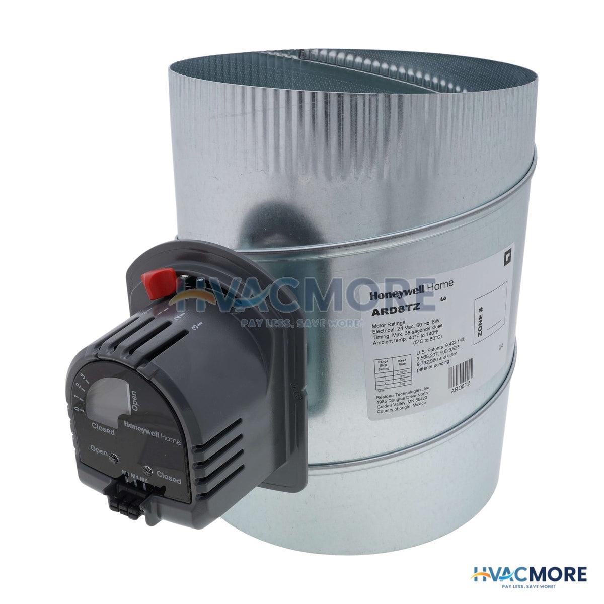 Honeywell Home 8" Round Automatic TrueZONE Damper ARD8TZ