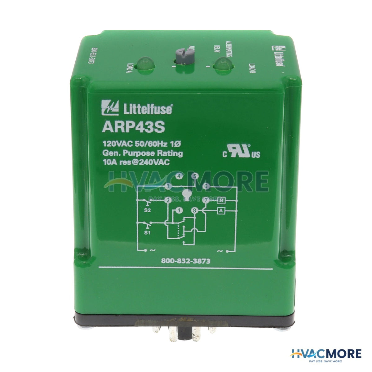Littelfuse DPDT 8 Pin Cross-Wired Alternating Relay (120V) ARP43S