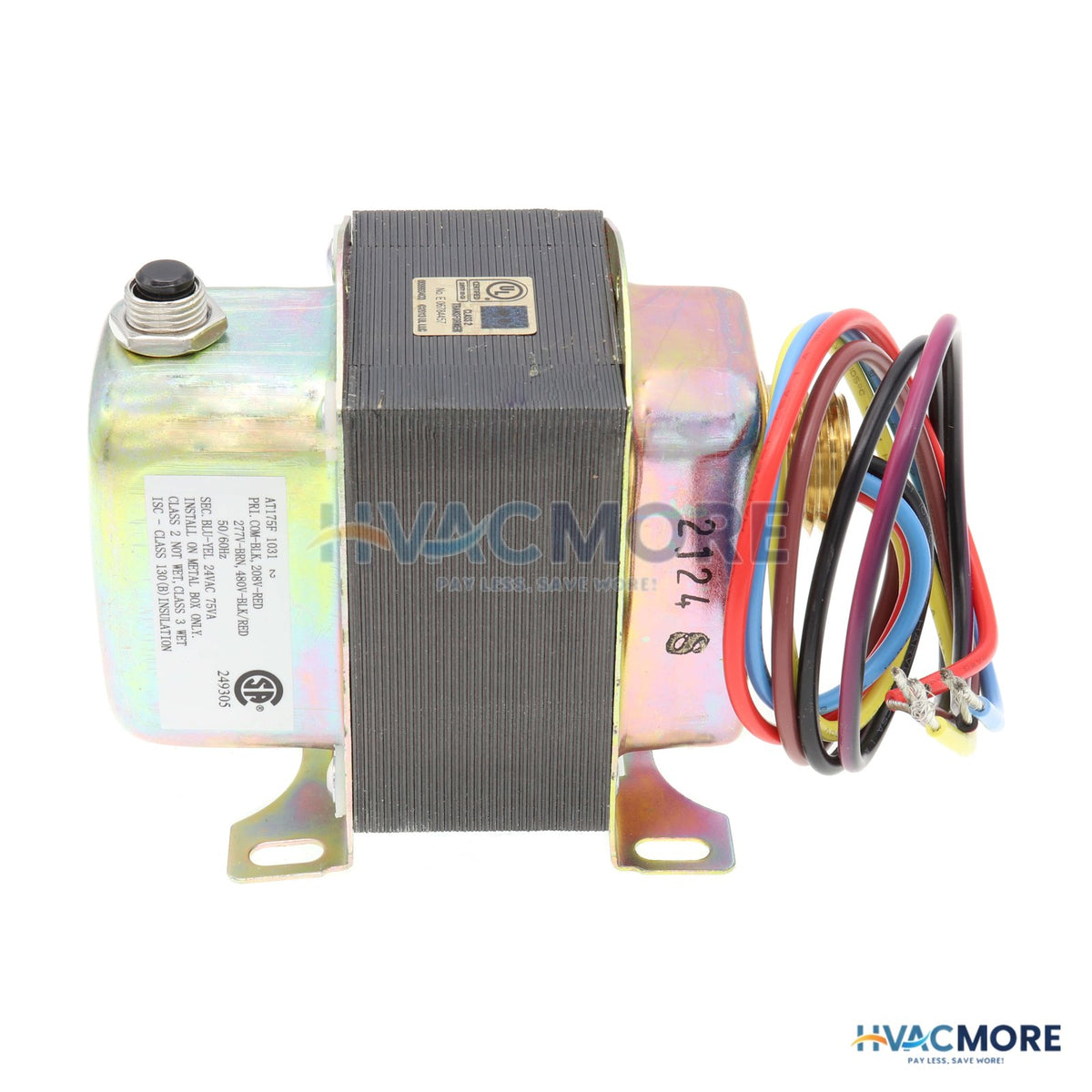 Resideo Plate/Panel Mount 208/277/480V Transformer W/ 9" Lead Wires & Manual Reset Breaker AT175F1031