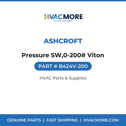 Ashcroft Pressure SW,0-200# Viton B424V-200