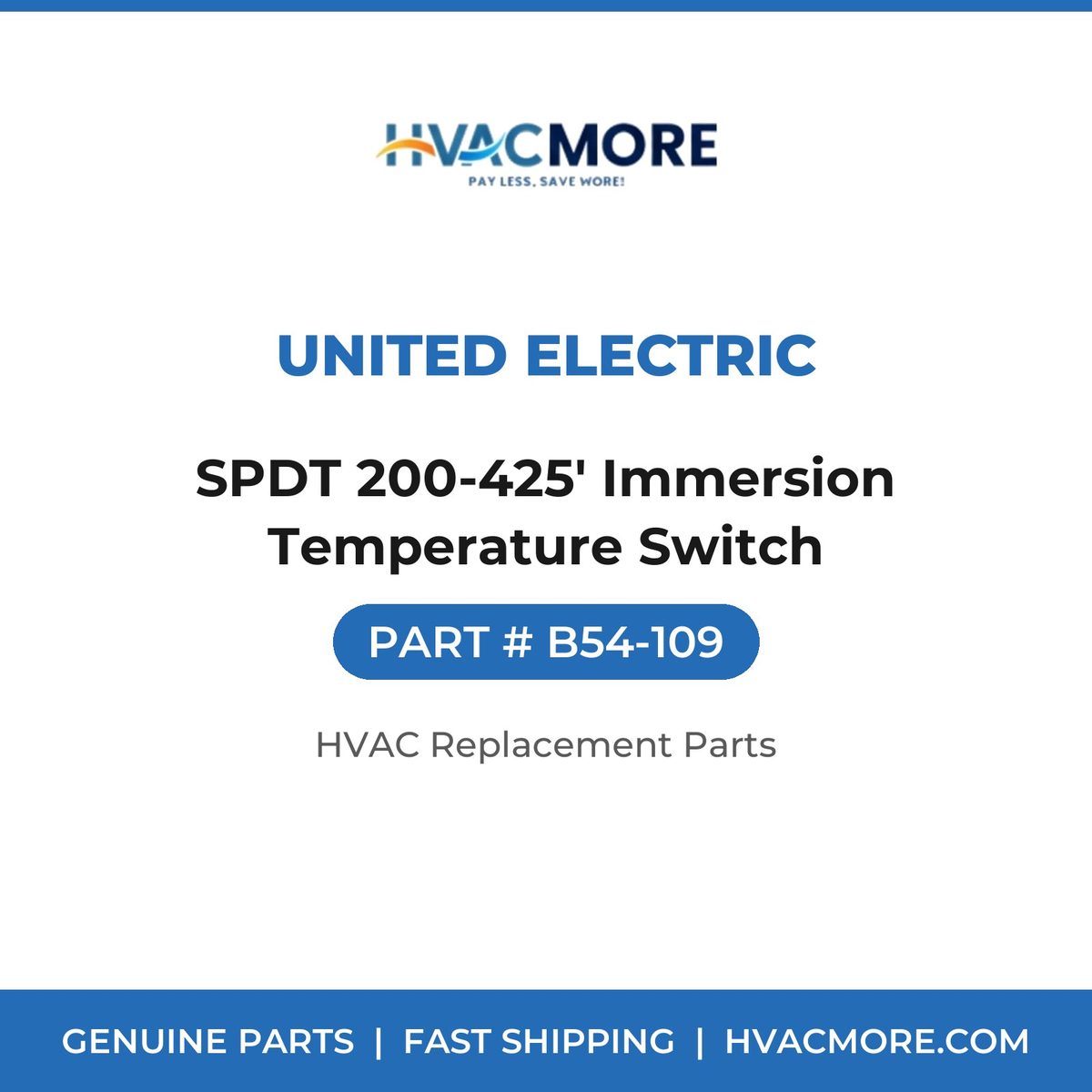 United Electric SPDT 200-425' Immersion Temperature Switch B54-109