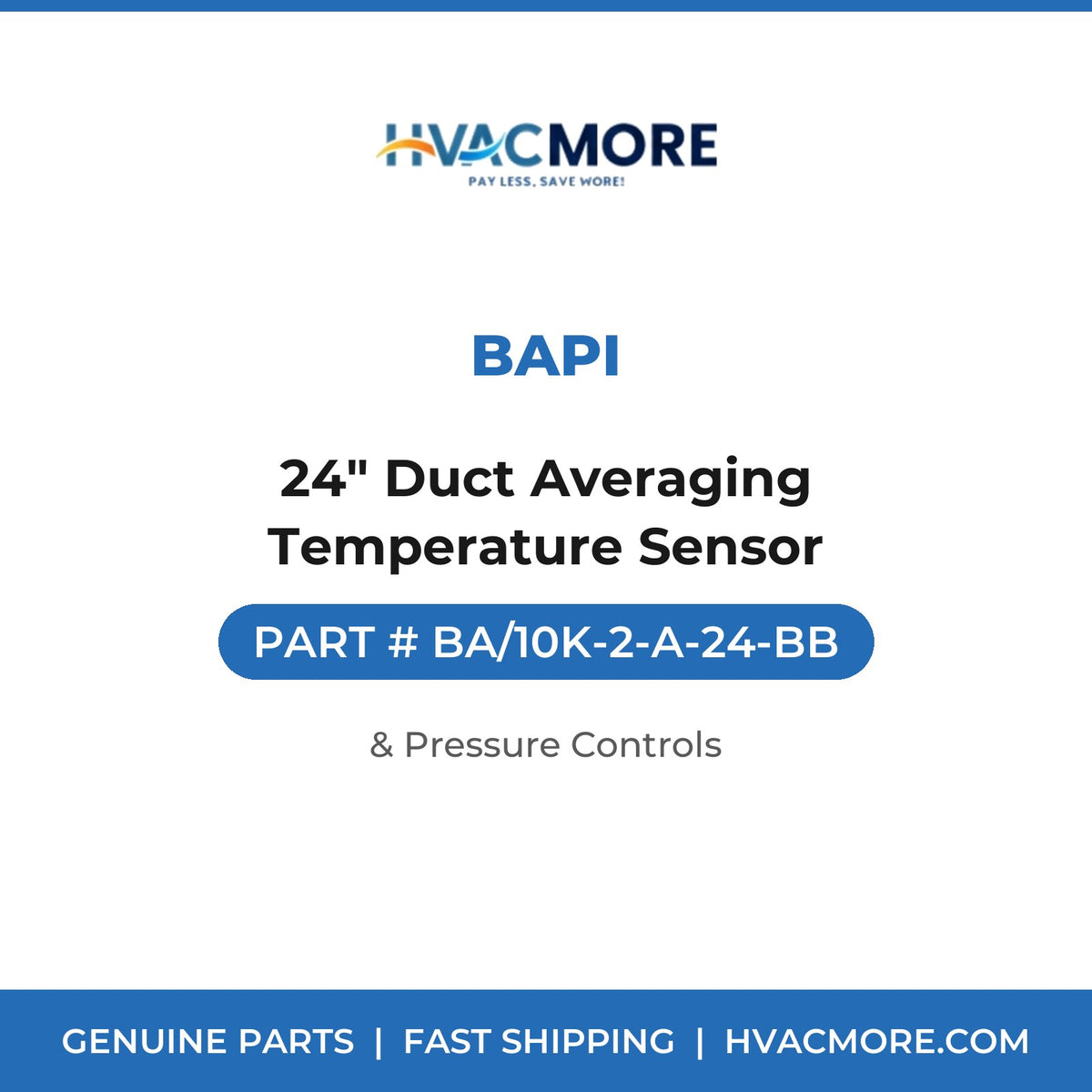 BAPI 24" Duct Averaging Temperature Sensor BA/10K-2-A-24-BB