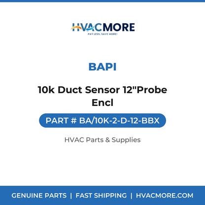 BAPI 10k Duct Sensor 12"Probe Encl BA/10K-2-D-12-BBX