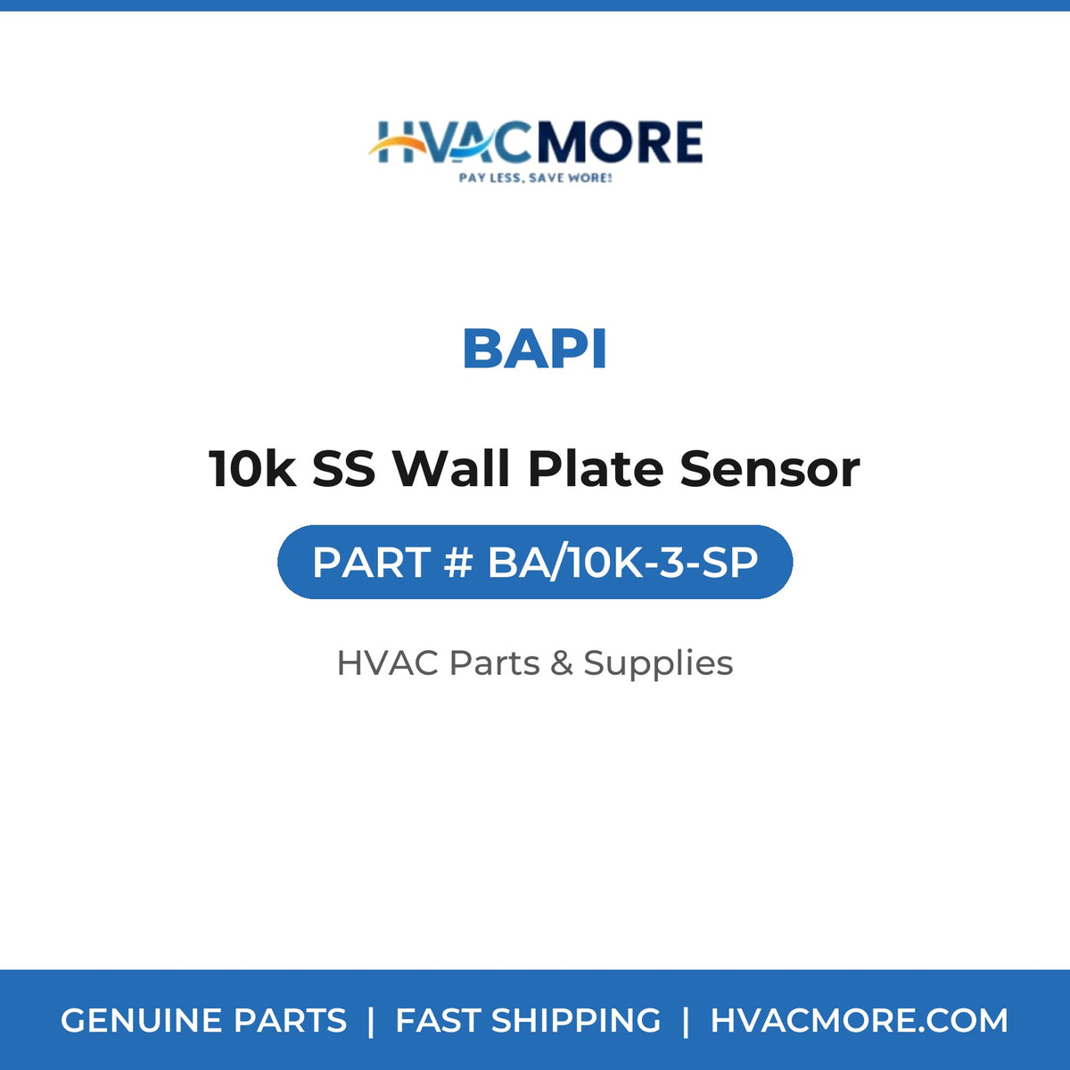 BAPI 10k SS Wall Plate Sensor BA/10K-3-SP
