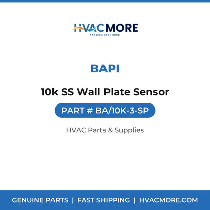BAPI 10k SS Wall Plate Sensor BA/10K-3-SP