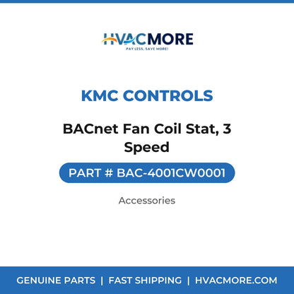 KMC Controls BACnet Fan Coil Stat, 3 Speed BAC-4001CW0001